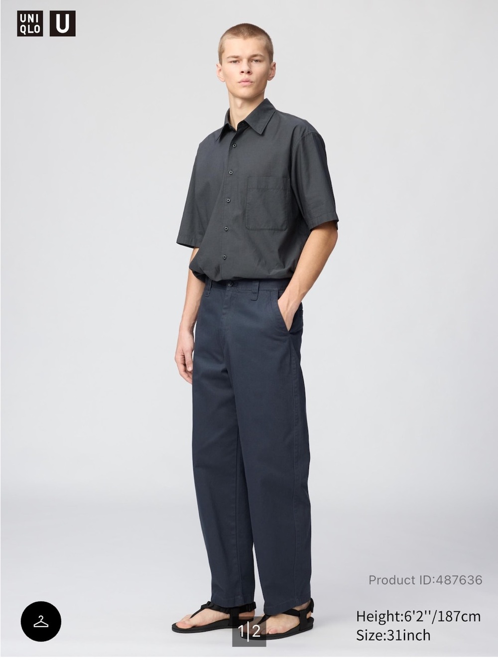 Uniqlo U Men’s Wide Fit Chino Pants Gray/Navy Size 28 475564 487636